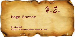 Hege Eszter névjegykártya